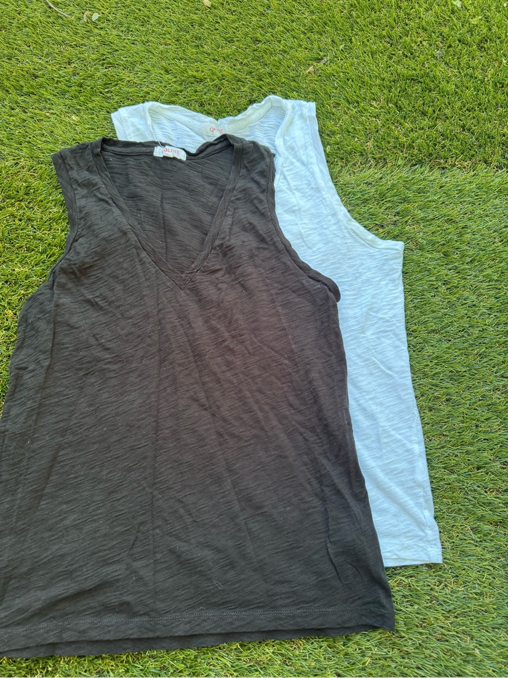 Goldie Black and Light Blue V-Neck Tank Tops - Pack of 2